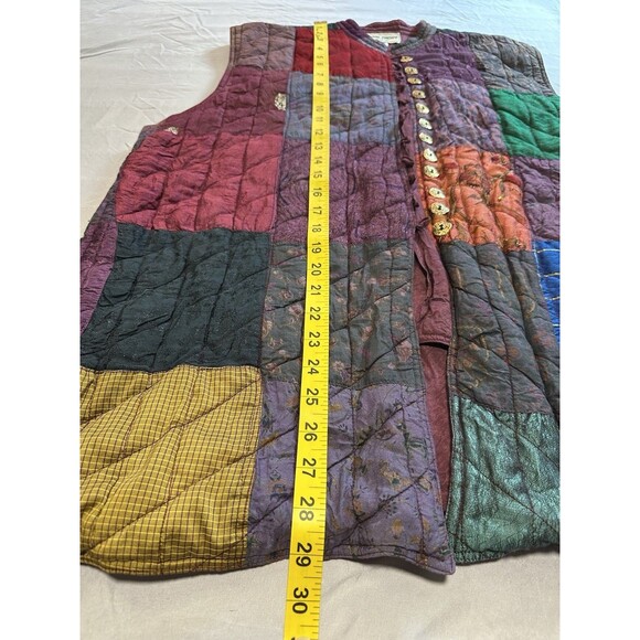 Natural Choice  By S.R.G.  Vintage Boho Patchwork Quilted Reversible Vest Size L - Picture 4 of 10